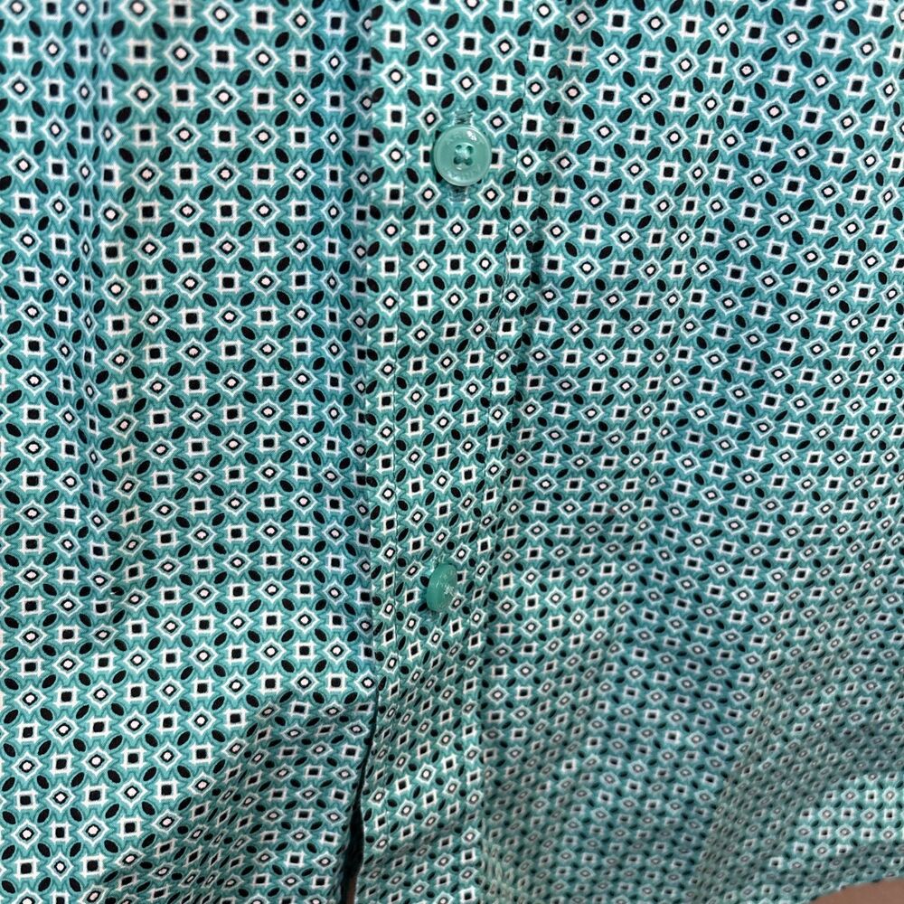 Ariat Mens Large Long Sleeve Button Down Shirt Teal Blue Geometric Print Fitted - Picture 5 of 11